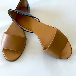 JCrew slip ons, Black and Tan, leather upper, size 10.